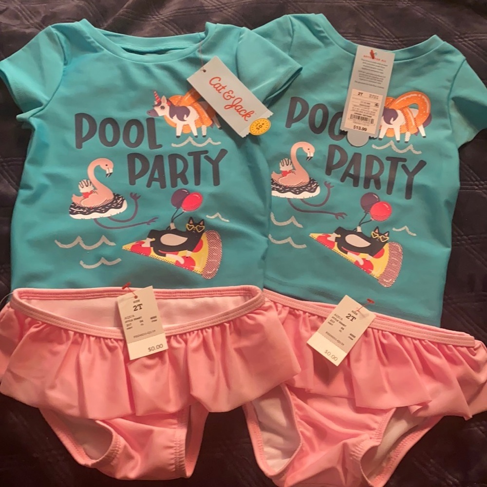 Pair of 2T Pool Party Swimming Suits Beach Summer Vacation Resortwear